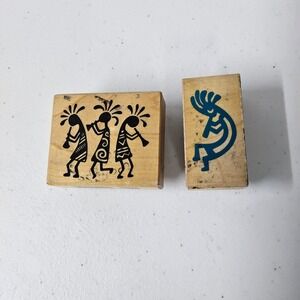 Rubber‎ Stamps Kokopelli Southwest Native American Crafting Wood Mounted Set